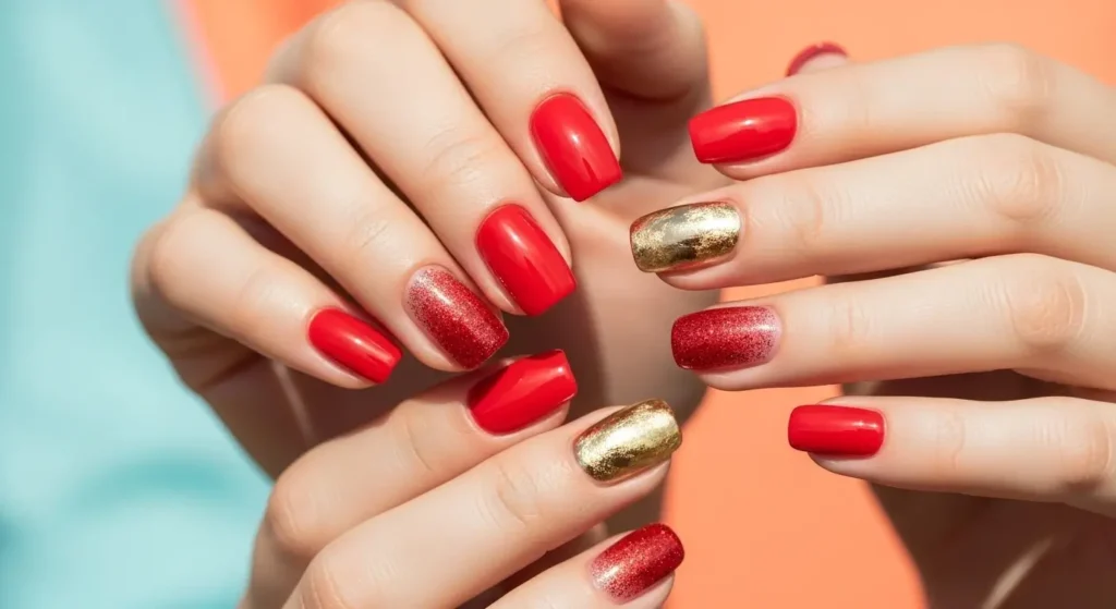 Trending Red Nail Designs for Summer 2025: Bold, Bright & Beautiful 1 Glazed cherry red summer nails 2025 with glossy chrome finish — elegant summer manicure.