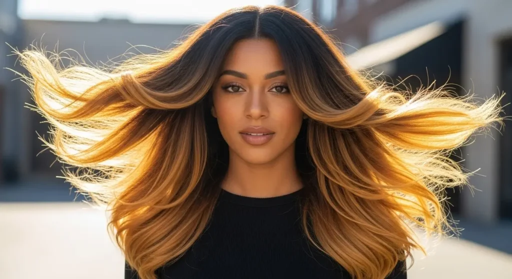 Top Brunette to Blonde Ombre Hair Color Ideas for a Stunning Summer 2025 Glow-Up 5 Espresso to golden blonde ombre on long hair — bold summer hair color idea.