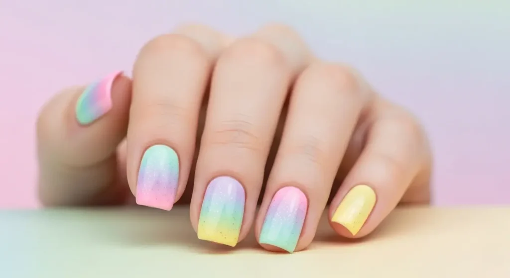 Ombre Nail Trends for Summer 2025: Soft Blends, Bold Statements 9 Pastel rainbow ombre nails — dreamy and playful summer manicure trend.