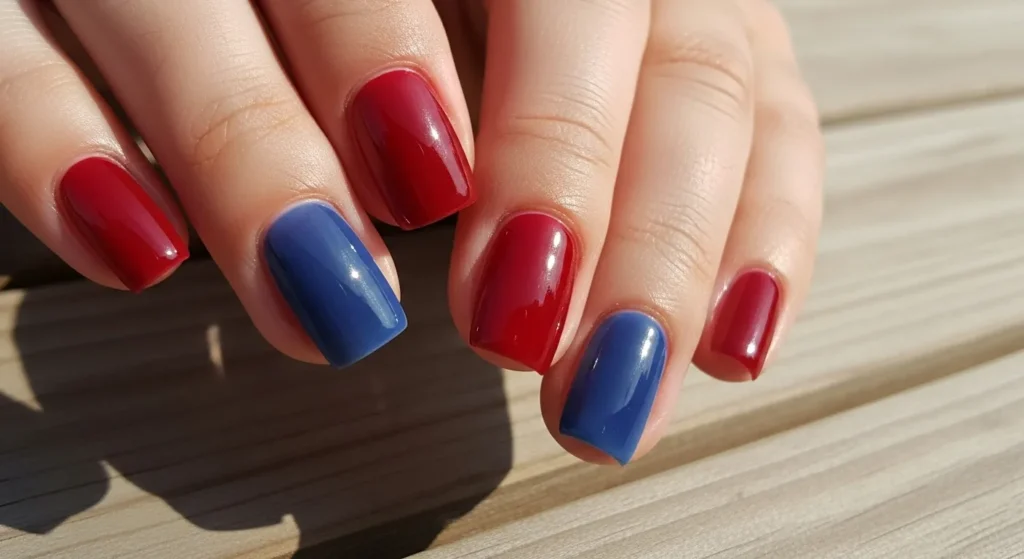 July Nails 2025 Style: Stunning Designs to Elevate Your Summer 8 Glossy jelly nails in cherry red and blueberry colors with translucent finish.
