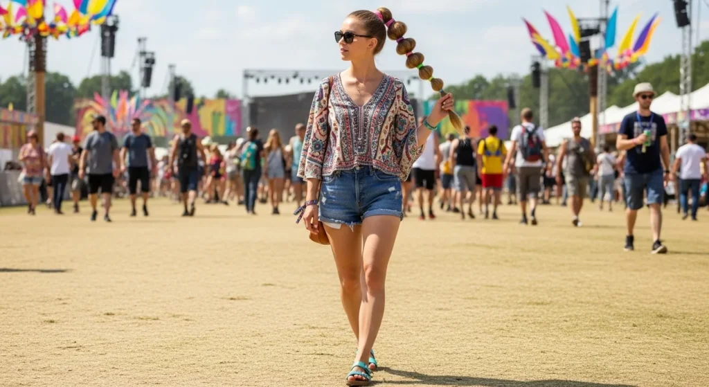 Glow-Up Ready: Summer Hairstyles 2025 That Radiate Confidence 9 Playful bubble ponytail hairstyle with colorful elastics for summer 2025.
