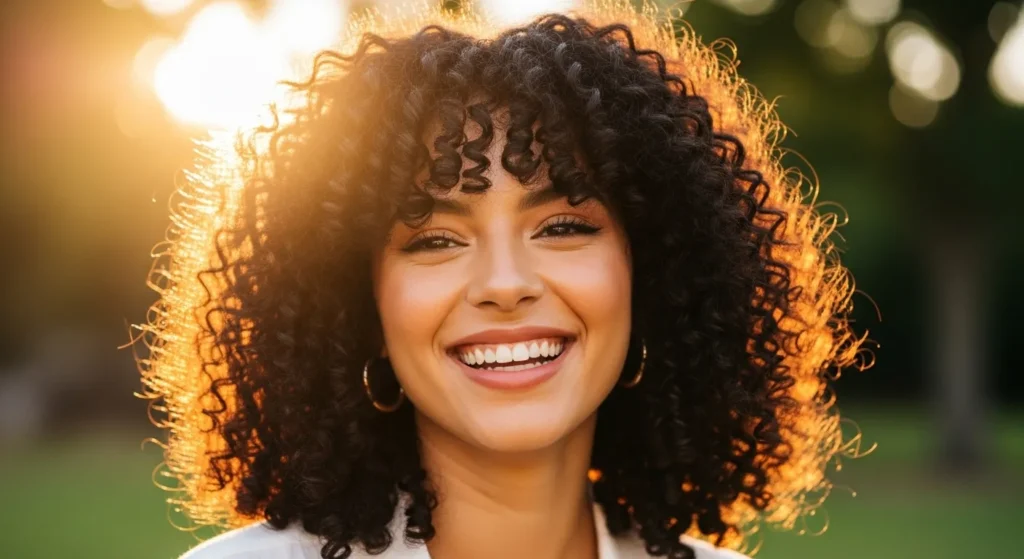 Glow-Up Ready: Summer Hairstyles 2025 That Radiate Confidence 8 Curly bangs and voluminous curls hairstyle for summer 2025.