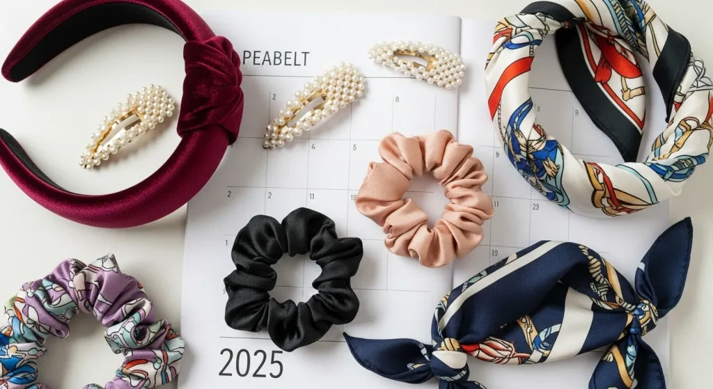 Back to School Hairstyles 2025: Cute, Quick & On-Trend Looks 8 a group of hair ties on a calendar