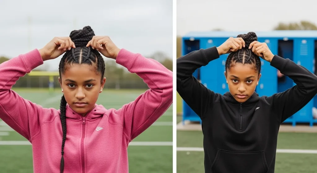 Back to School Hairstyles 2025: Cute, Quick & On-Trend Looks 11 a girl holding her hair