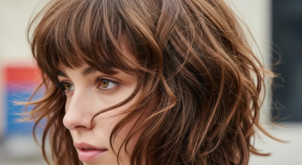 Best Hairstyles for Round Faces in 2025: Flattering & Fabulous 5 Shaggy hairstyle with textured ends perfect for round faces.
