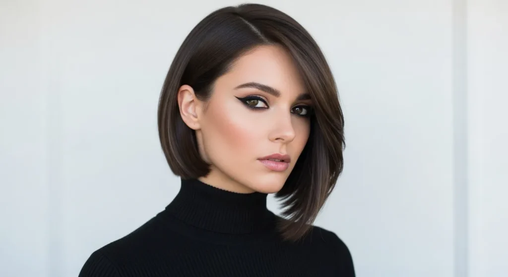 Best Hairstyles for Round Faces in 2025: Flattering & Fabulous 4 Sleek asymmetrical bob haircut for round faces.