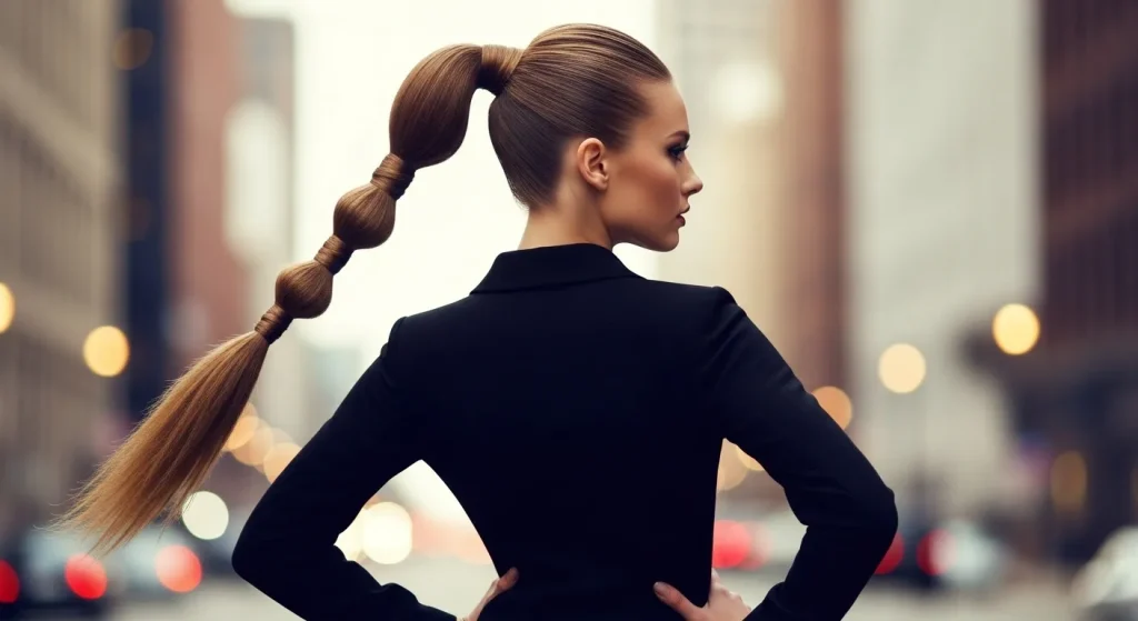 Hot Hairstyles for Long Hair in 2025 You’ll Want to Copy 11 Power ponytail with wrapped base on long hair styled for high-impact fashion in 2025.