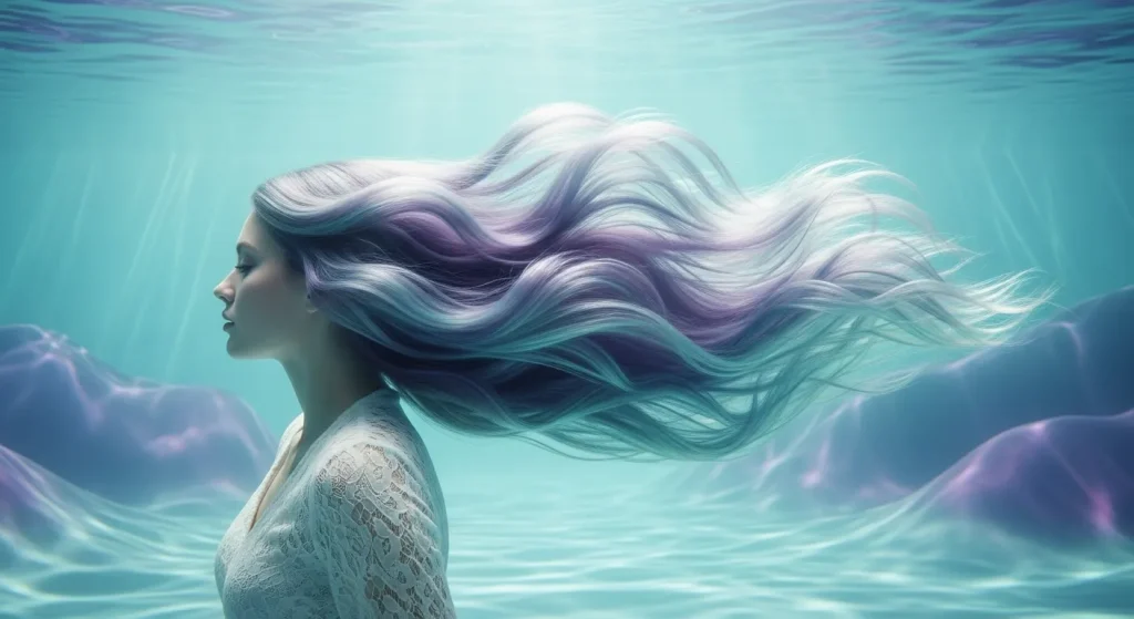 Hot Hairstyles for Long Hair in 2025 You’ll Want to Copy 14 Modern mermaid hairstyle with long, shimmering aquamarine and lavender waves for 2025.