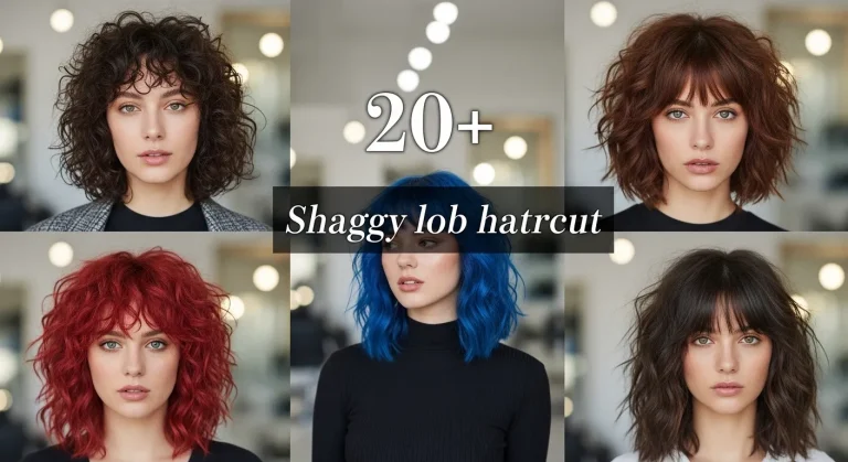 Trending shaggy lob haircut variations for 2025 in a stylish collage