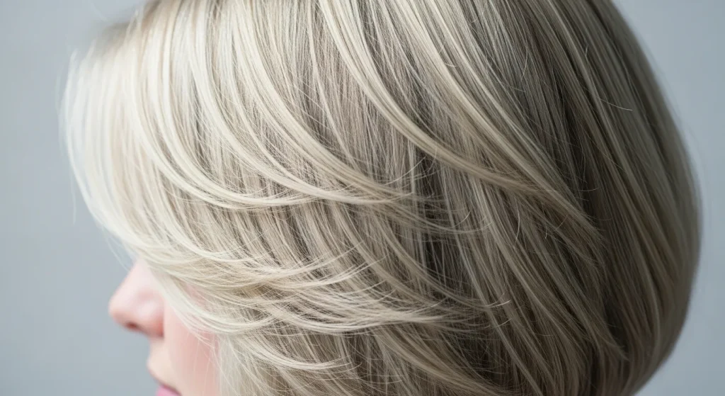 Shaggy lob haircut with micro layers for fine hair