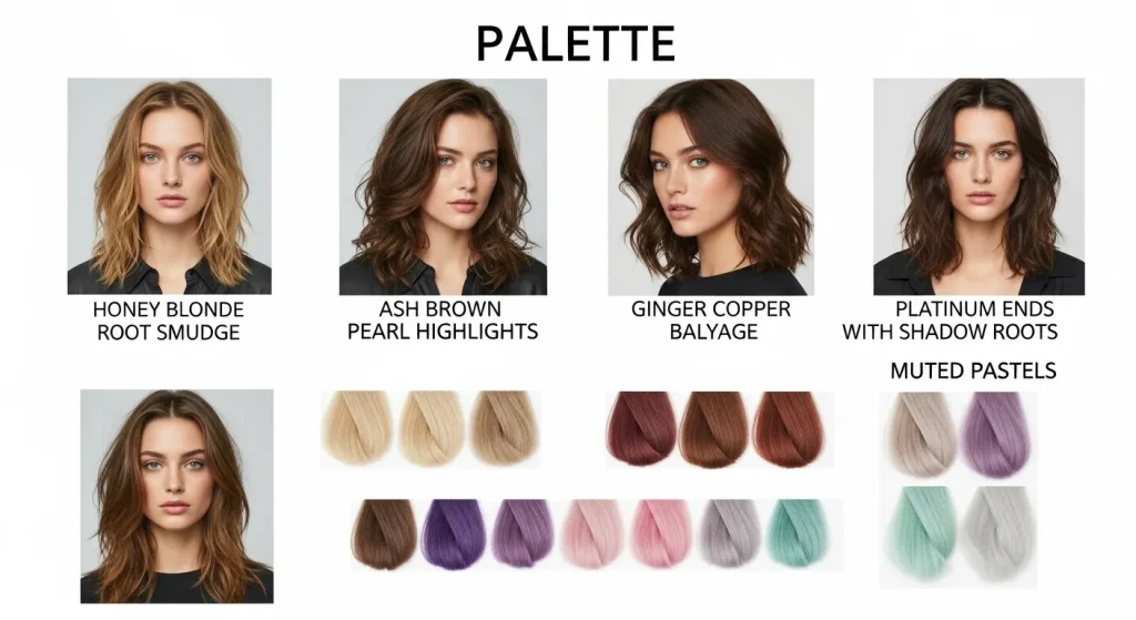 Step-by-step styling guide for textured wolf cut: mousse application, blow-drying, texturizing spray, and flat iron styling.